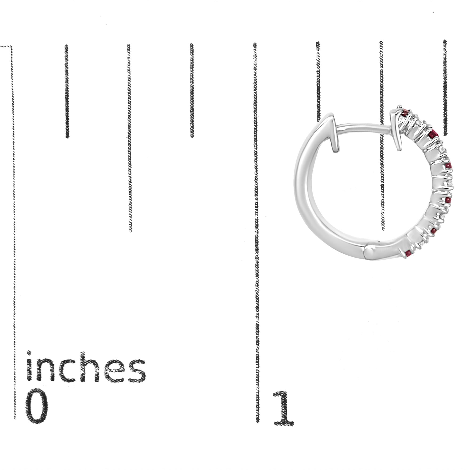 10K Gold Alternating Diamond and Red Ruby Huggy Hoop Earrings - Friggin Jewelry