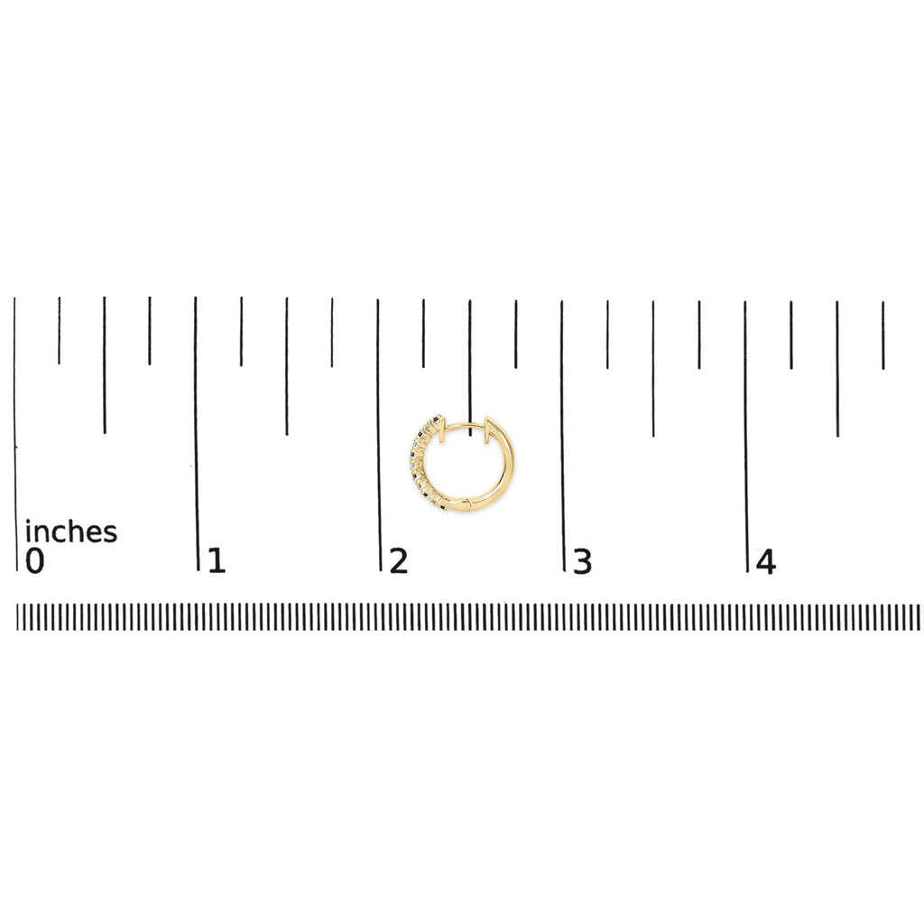 10K Yellow Gold Alternating Blue Sapphire 1/10 Cttw Diamond Huggy Hoop Earrings  (I-J Color, I1-I2 Clarity) - Friggin Jewelry