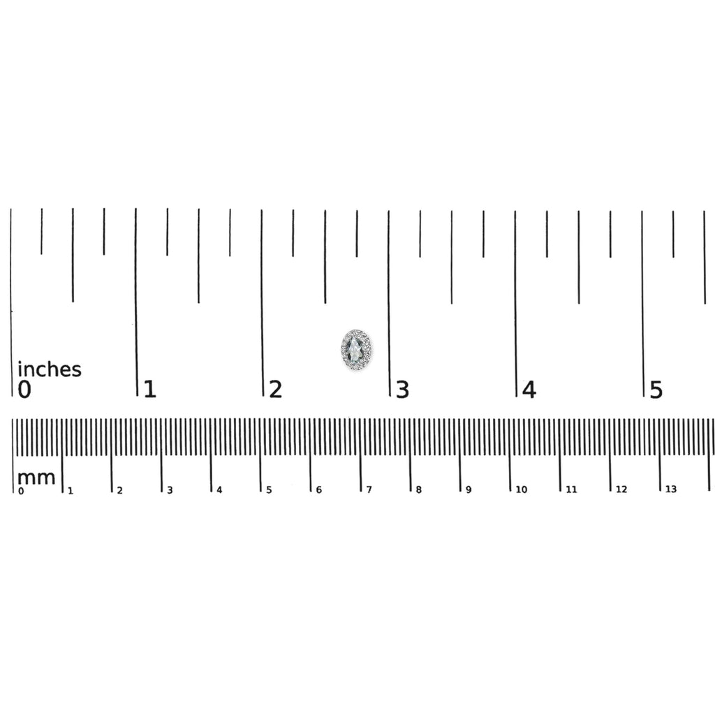 Orecchini a bottone con alone di diamanti e pietra portafortuna taglio ovale da 5x3 mm in oro bianco 10 carati (colore IJ, purezza I1-I2) - Friggin Jewelry