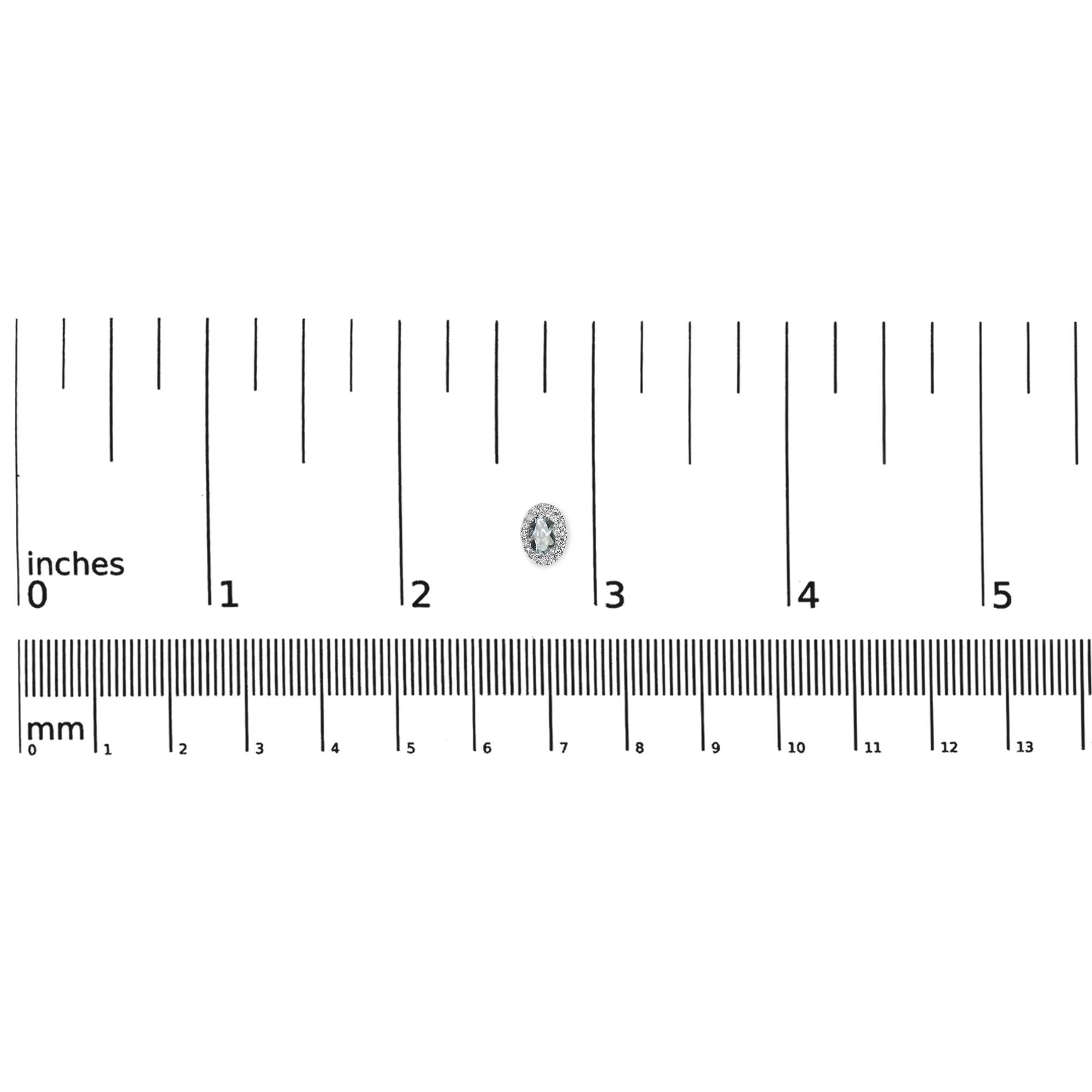 Orecchini a bottone con alone di diamanti e pietra portafortuna taglio ovale da 5x3 mm in oro bianco 10 carati (colore IJ, purezza I1-I2) - Friggin Jewelry