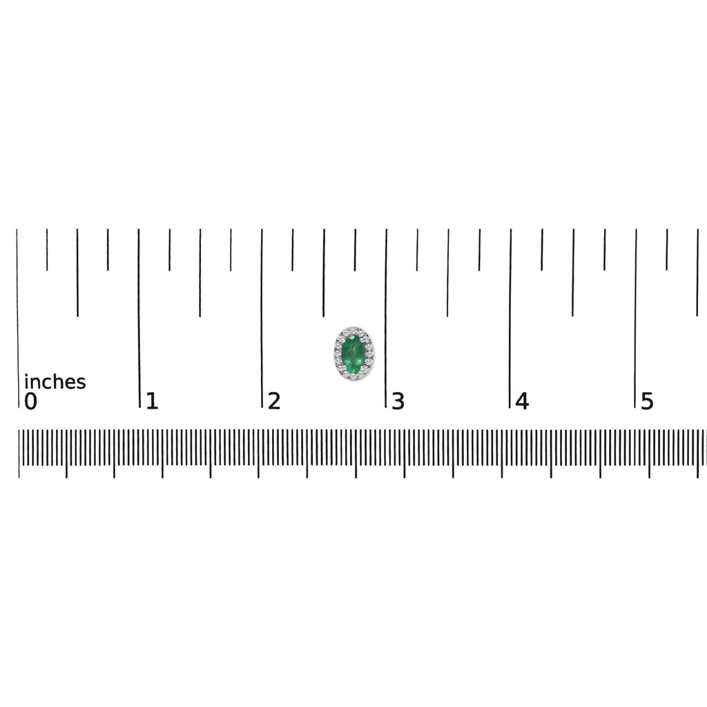 Orecchini a bottone con alone di diamanti e pietra portafortuna taglio ovale da 5x3 mm in oro bianco 10 carati (colore IJ, purezza I1-I2) - Friggin Jewelry