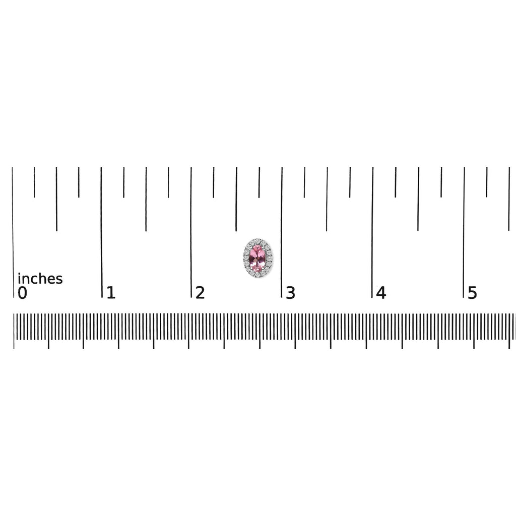 Orecchini a bottone con alone di diamanti e pietra portafortuna taglio ovale da 5x3 mm in oro bianco 10 carati (colore IJ, purezza I1-I2) - Friggin Jewelry
