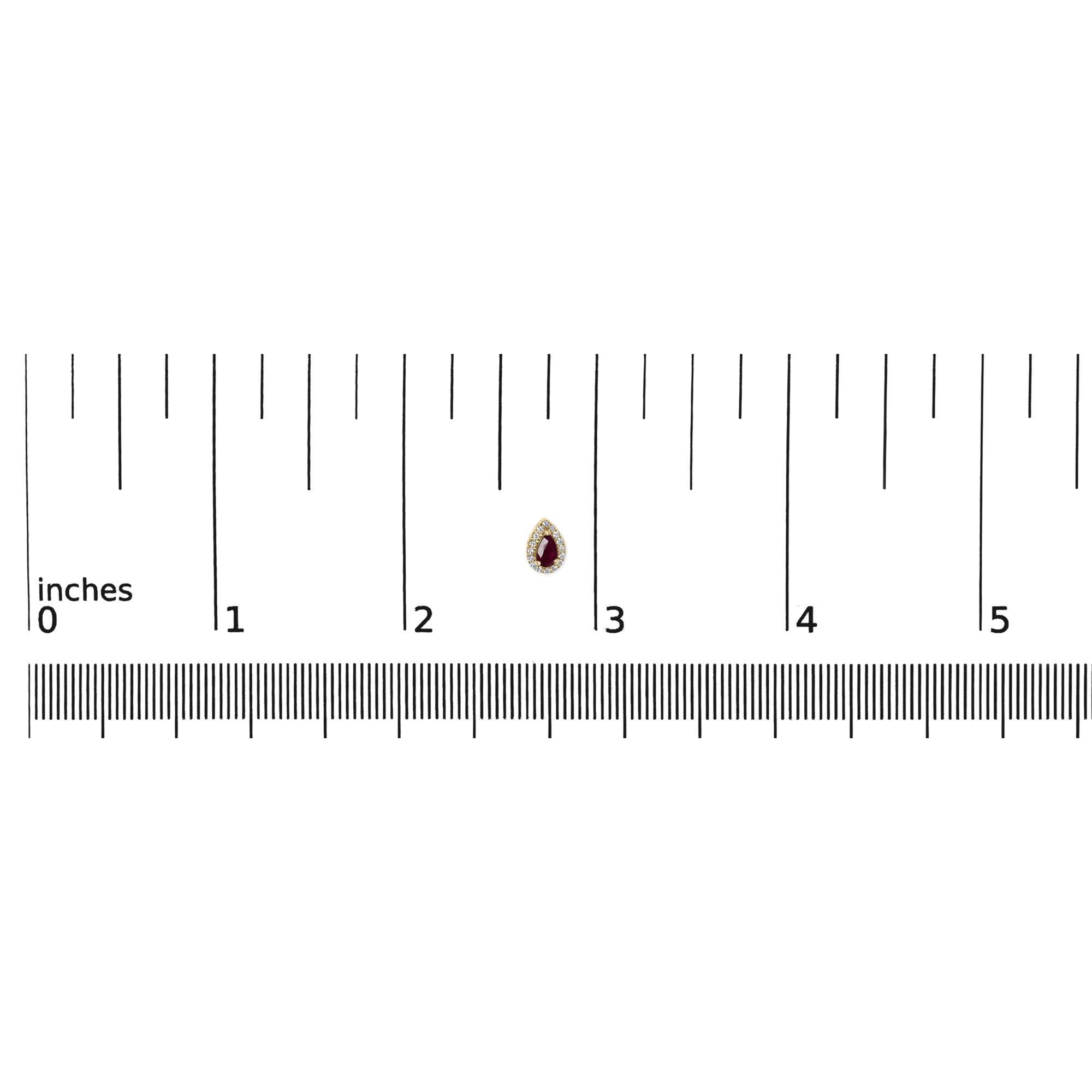 10K Yellow Gold 5X3 MM Pear-Cut Ruby and 1/7 Cttw Diamond Halo Stud Earrings (I-J Color, I1-I2 Clarity) - Friggin Jewelry