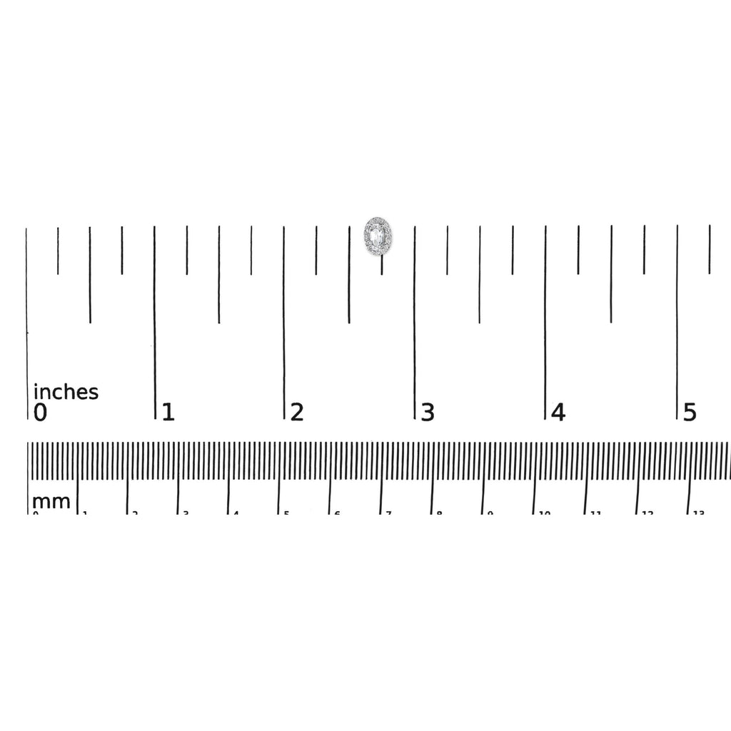 Orecchini a bottone con alone di diamanti e pietra portafortuna taglio ovale da 5x3 mm in oro bianco 10 carati (colore IJ, purezza I1-I2) - Friggin Jewelry