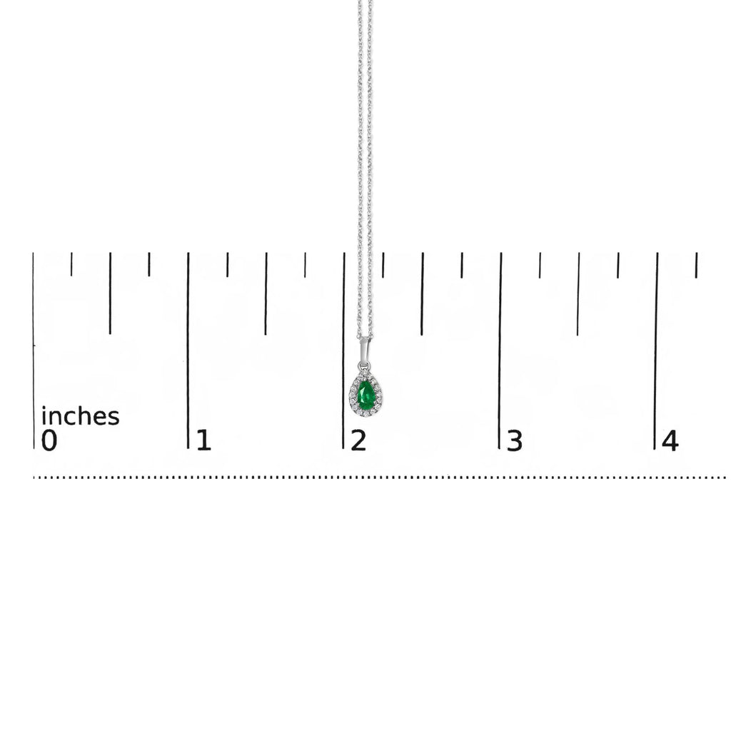 10K White Gold 5x3mm Gemstone and Diamond Accent Halo Pear Shape 18" Pendant Necklace (I-J Color, I1-I2 Clarity) - Friggin Jewelry