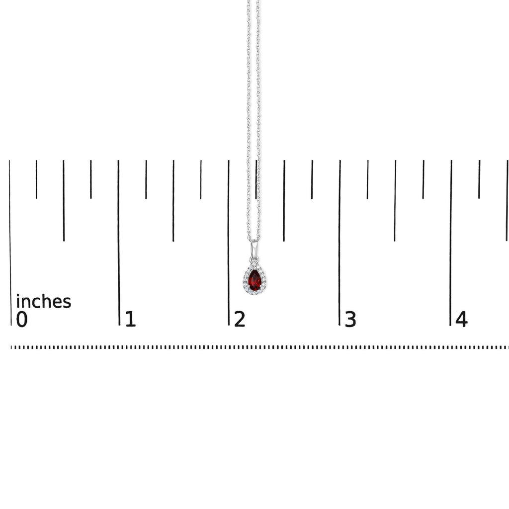 10K White Gold 5x3mm Gemstone and Diamond Accent Halo Pear Shape 18" Pendant Necklace (I-J Color, I1-I2 Clarity) - Friggin Jewelry