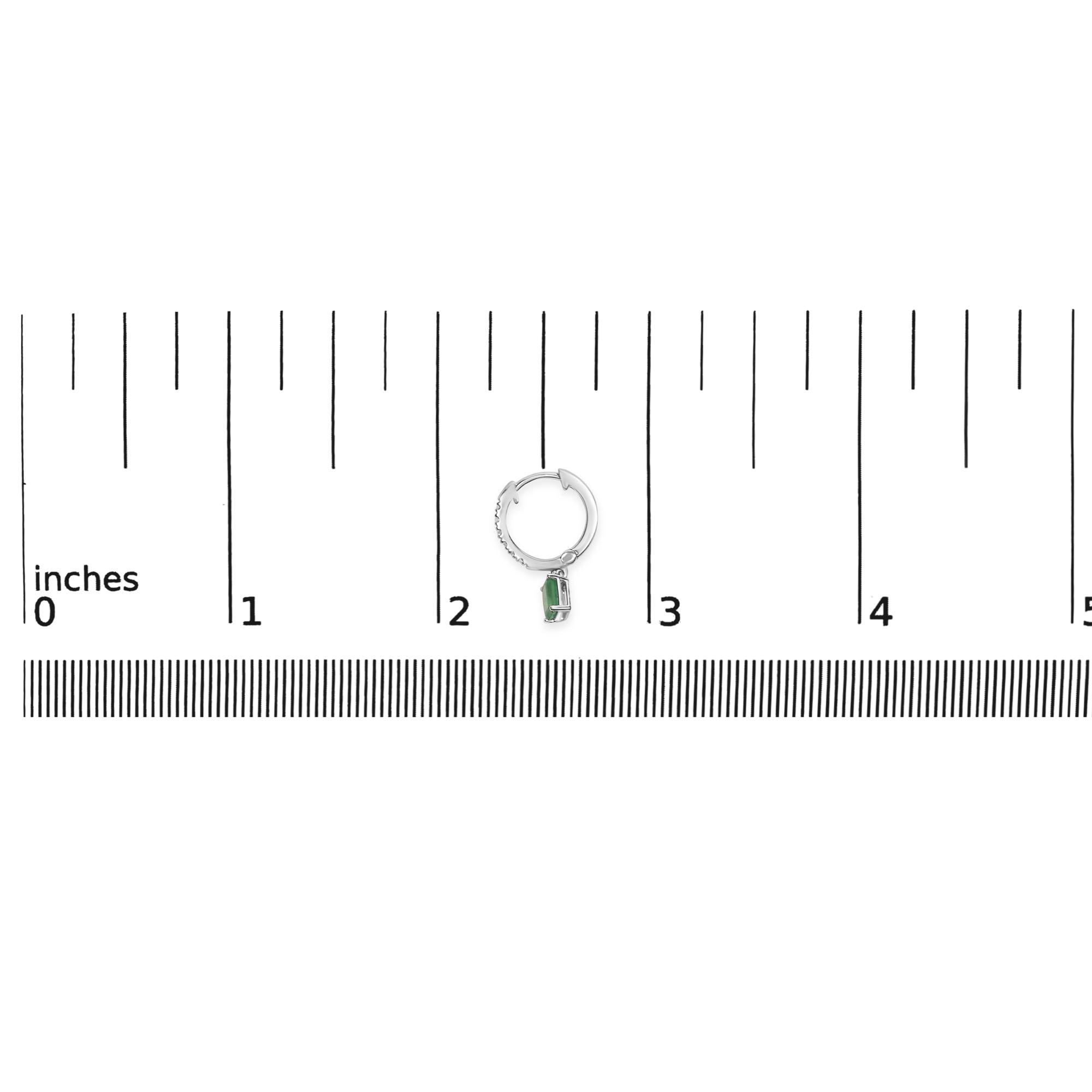 10K White Gold Oval Green Emerald and 1/8 Cttw Diamond Drop Earrings  (I-J Color, I1-I2 Clarity) - Friggin Jewelry