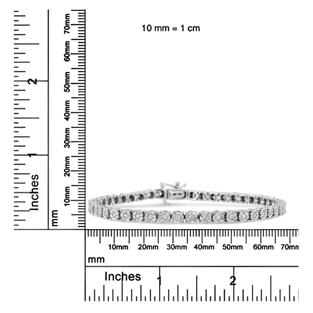 .925 Sterling Silver 1.0 Cttw Diamond Spiral Wave Curved-Link 7" Tennis Bracelet (I-J Color, I3 Clarity) - Friggin Jewelry