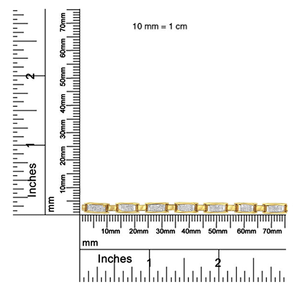 10K Yellow Gold 2.0 Cttw Invisible-Set Princess Cut Diamond Rectangular Link Bracelet (I-J Color, SI2-I1 Clarity) - 7" - Friggin Jewelry Premium
