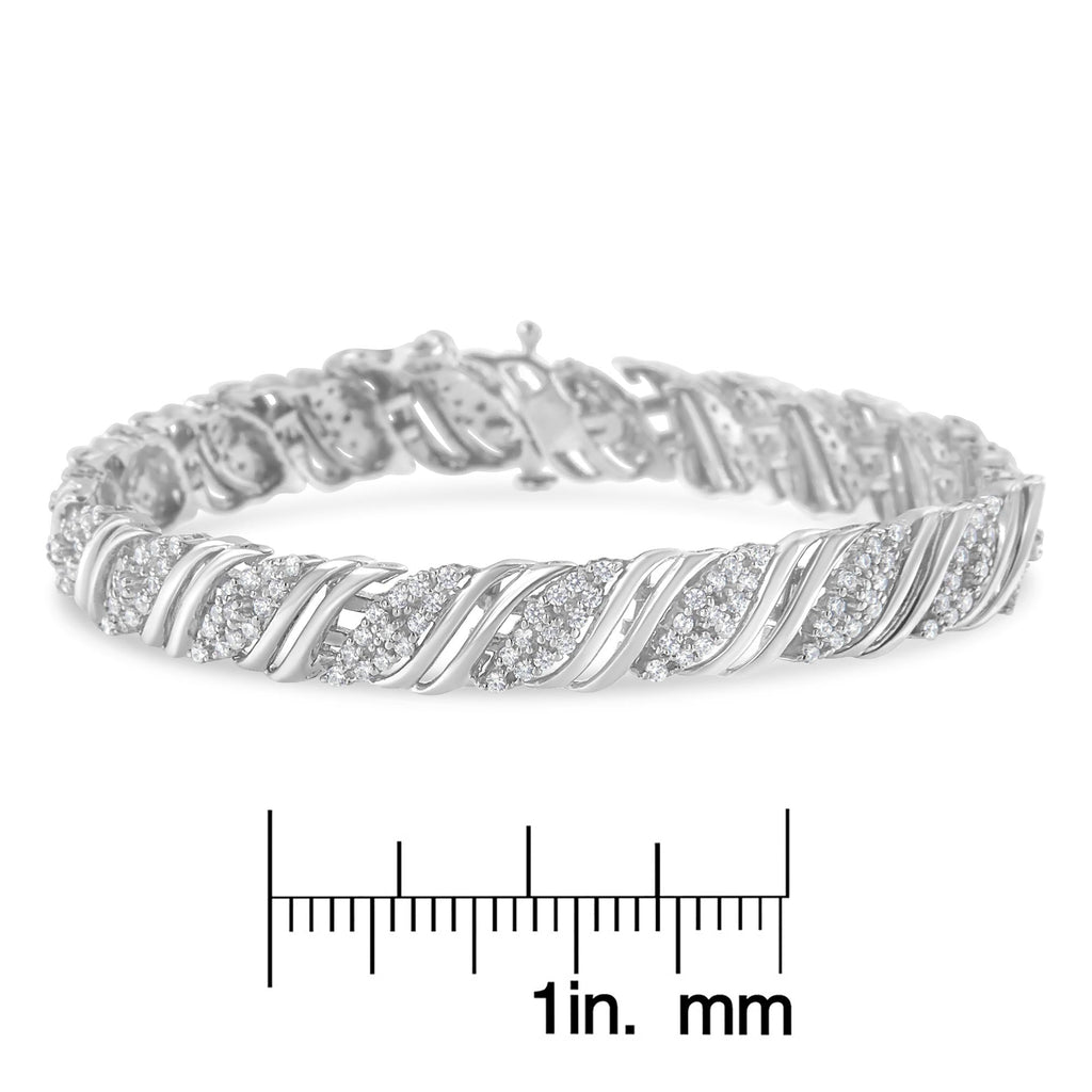 Bracciale a maglie curve a S con doppio giro di diamanti da 2,0 ct in argento sterling 925 (colore IJ, purezza I3) - 7,25" - Friggin Jewelry