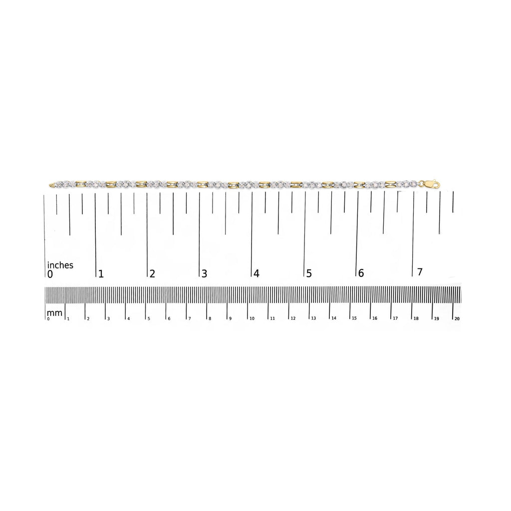 10k Yellow Gold 1.00 Cttw Diamond 3 Stone Link Bracelet (I-J Color, I1-I2 Clarity) -7.25" Inches - Friggin Jewelry Premium