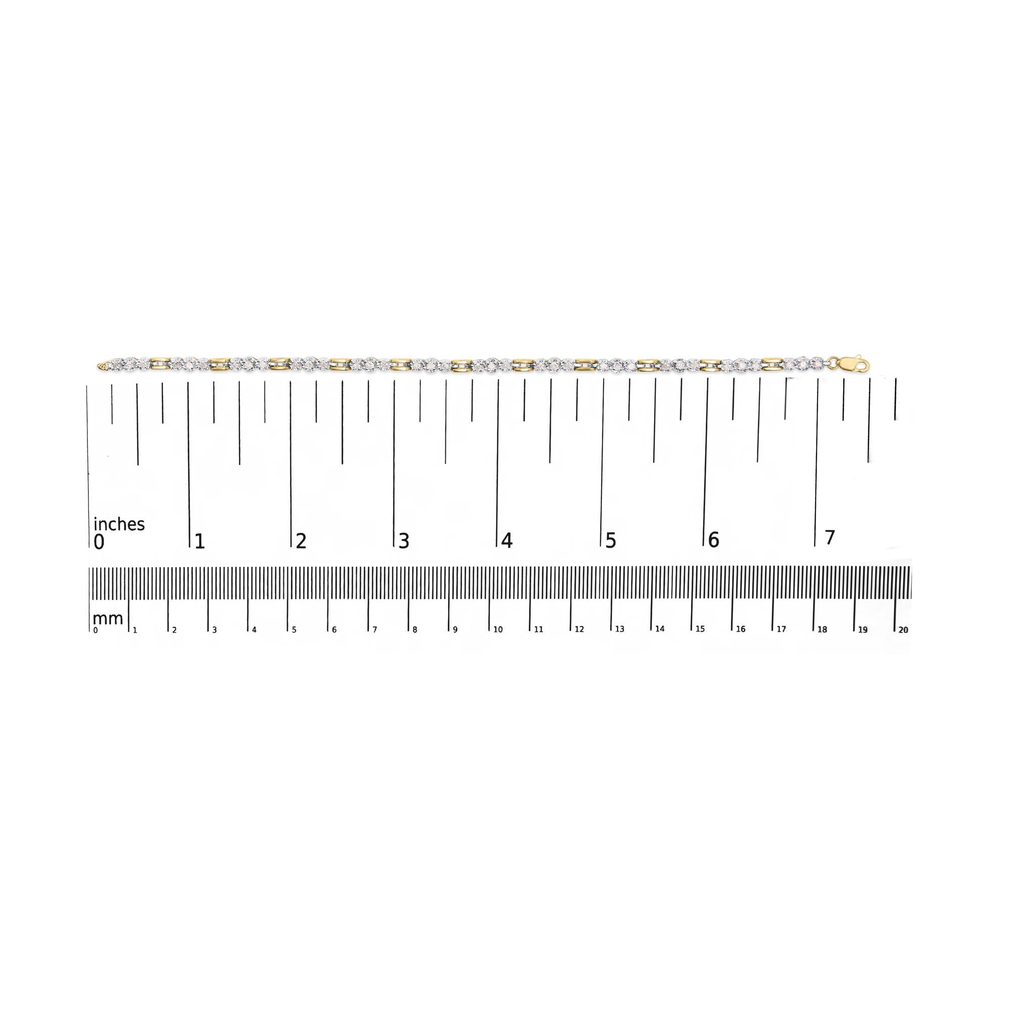 10k Yellow Gold 1.00 Cttw Diamond 3 Stone Link Bracelet (I-J Color, I1-I2 Clarity) -7.25" Inches - Friggin Jewelry Premium