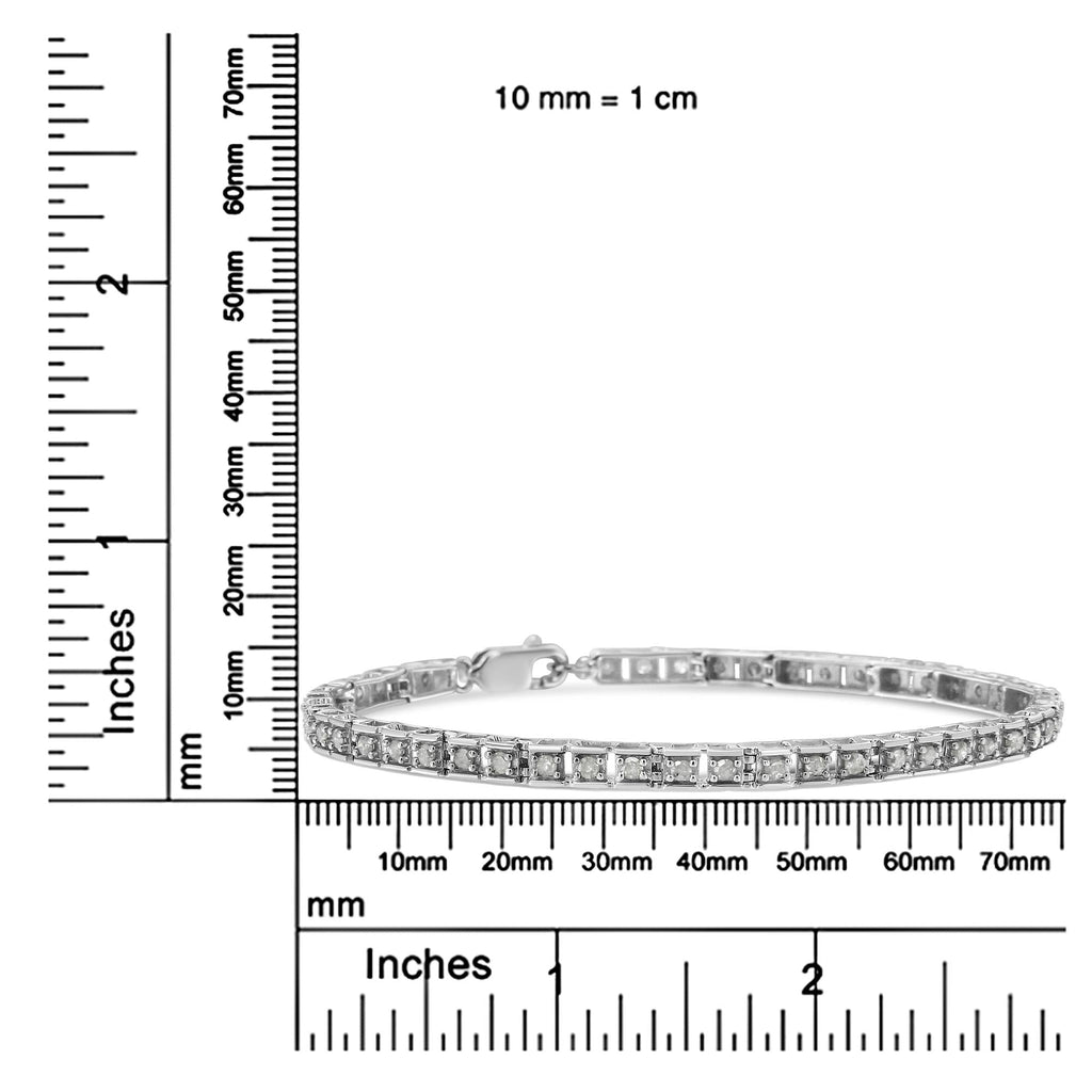 Pulsera de tenis de 18 cm con eslabones híbridos cuadrados de diamantes de 1,0 quilates en plata de ley 925 (color IJ, claridad I2-I3) - Friggin Jewelry