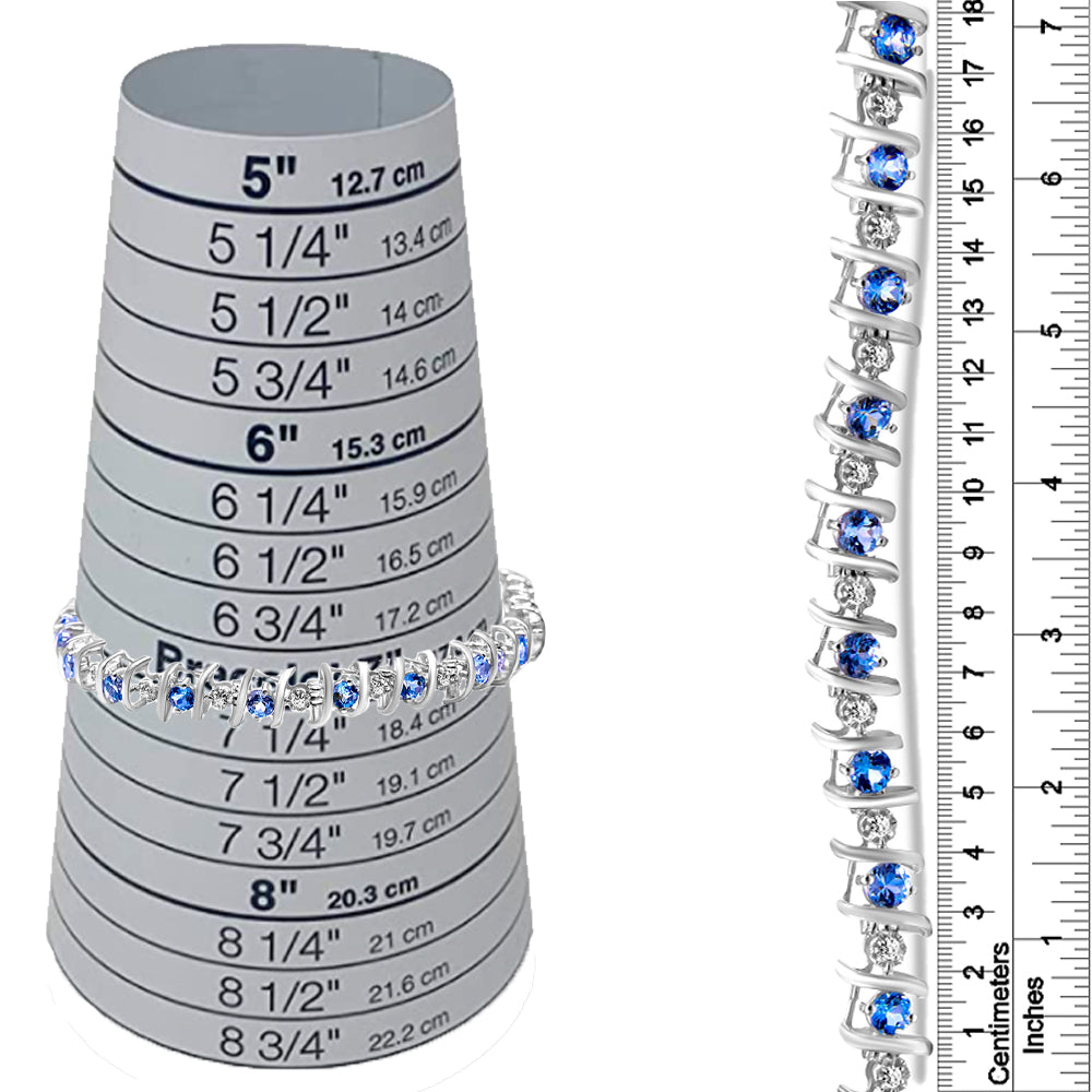 Pulsera de tenis de plata de ley 925 con piedra de nacimiento cultivada en laboratorio y diamantes redondos de 1/6 ct (color HI, claridad I1-I2) - Friggin Jewelry