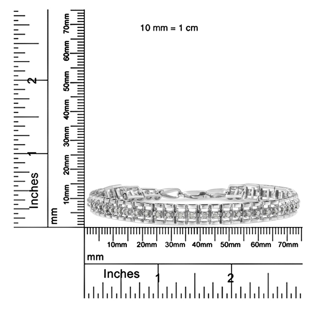 Pulsera de tenis de 18 cm con doble eslabón de diamantes en plata de ley 925 (color IJ, claridad I3) - Friggin Jewelry