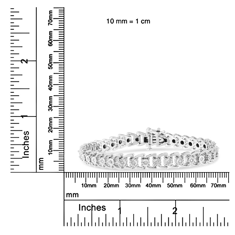 Pulsera de plata de ley 925 con diamantes redondos engastados Miracle de 1/4 ct y eslabones abiertos (color IJ, claridad I3-Promo) - 19 cm - Friggin Jewelry
