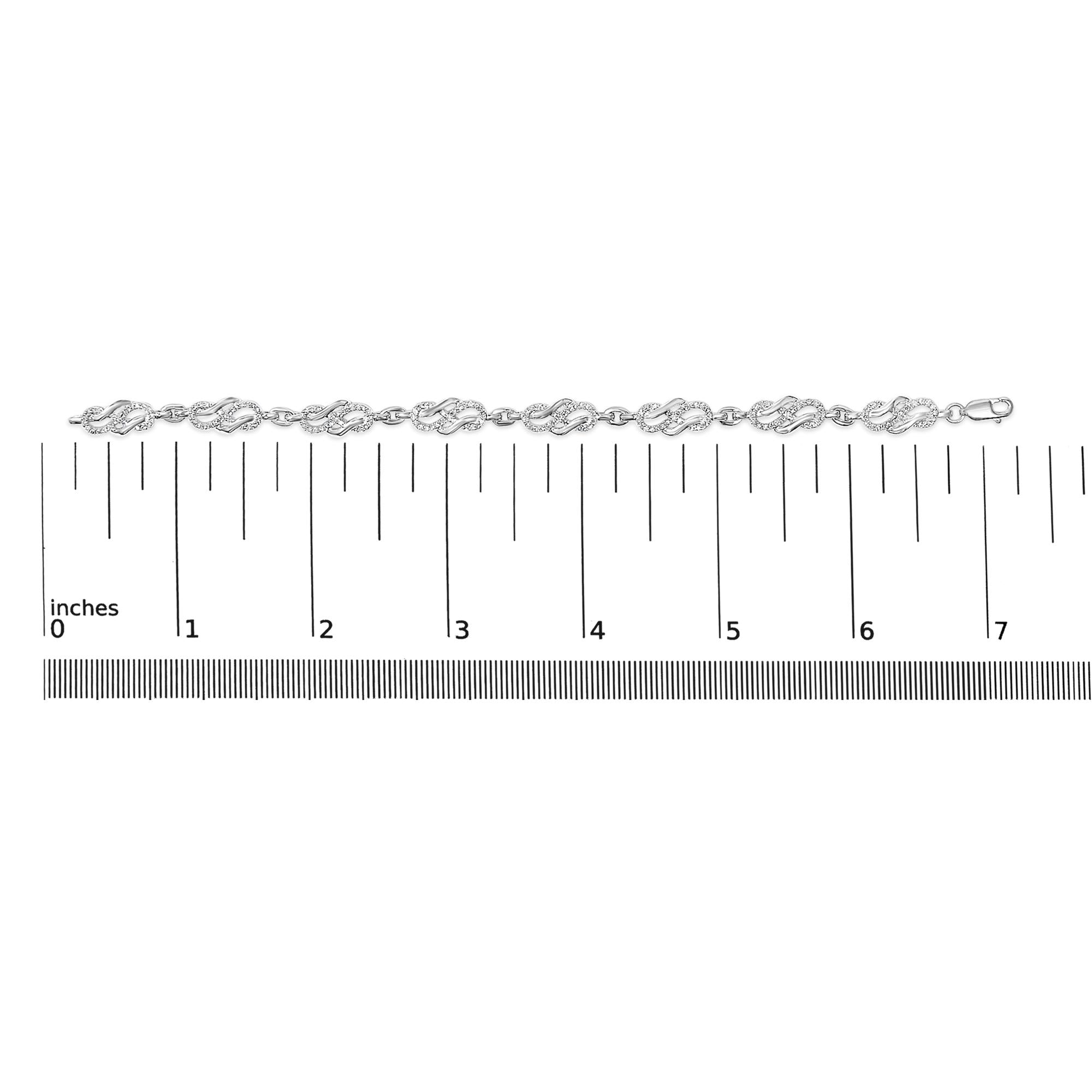 .925 Sterling Silver 1.0 Cttw Diamond Infinity Loop and Swirl Link Bracelet (I-J Color, I2-I3 Clarity) - 7.25" Inches - Friggin Jewelry
