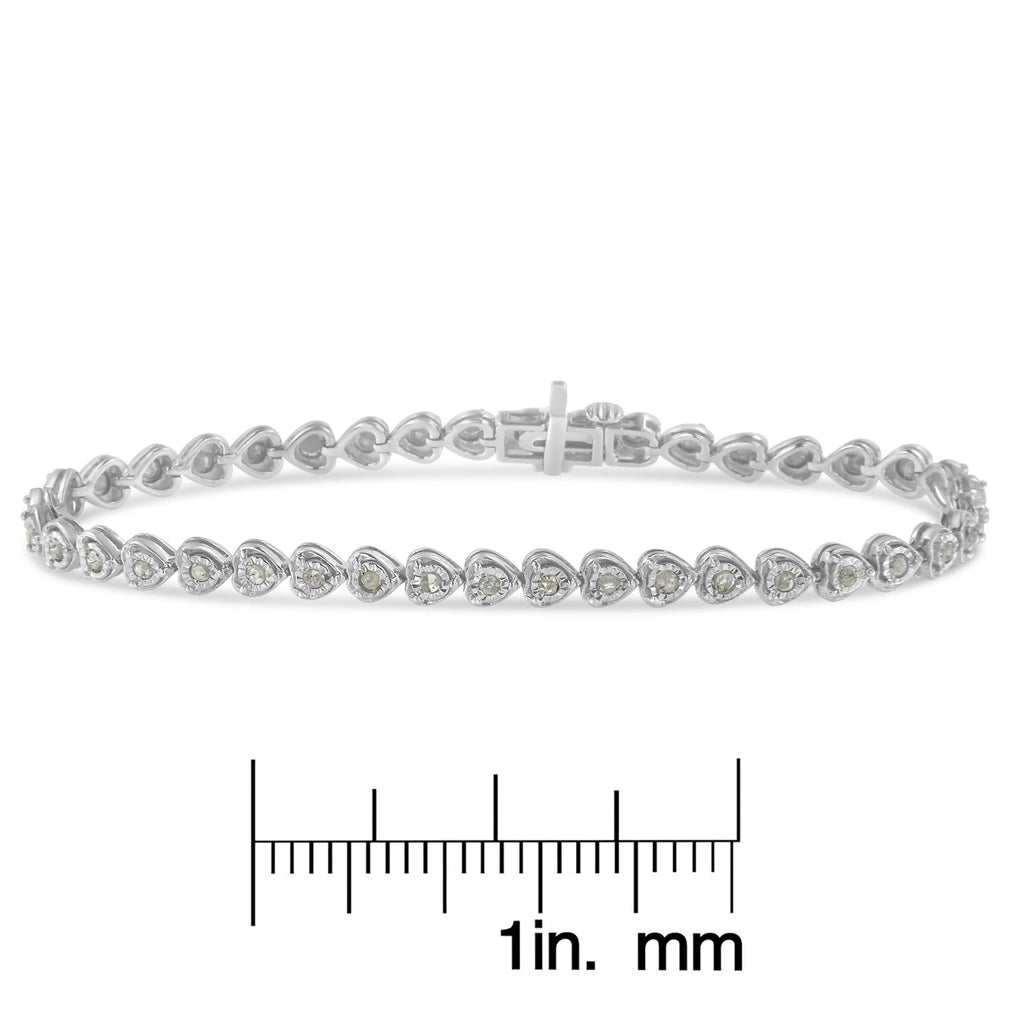 Pulsera de tenis de 18 cm con eslabones en forma de corazón y diamantes engastados milagrosos de 1,0 quilates en plata de ley 925 (color IJ, claridad I2-I3) - Friggin Jewelry