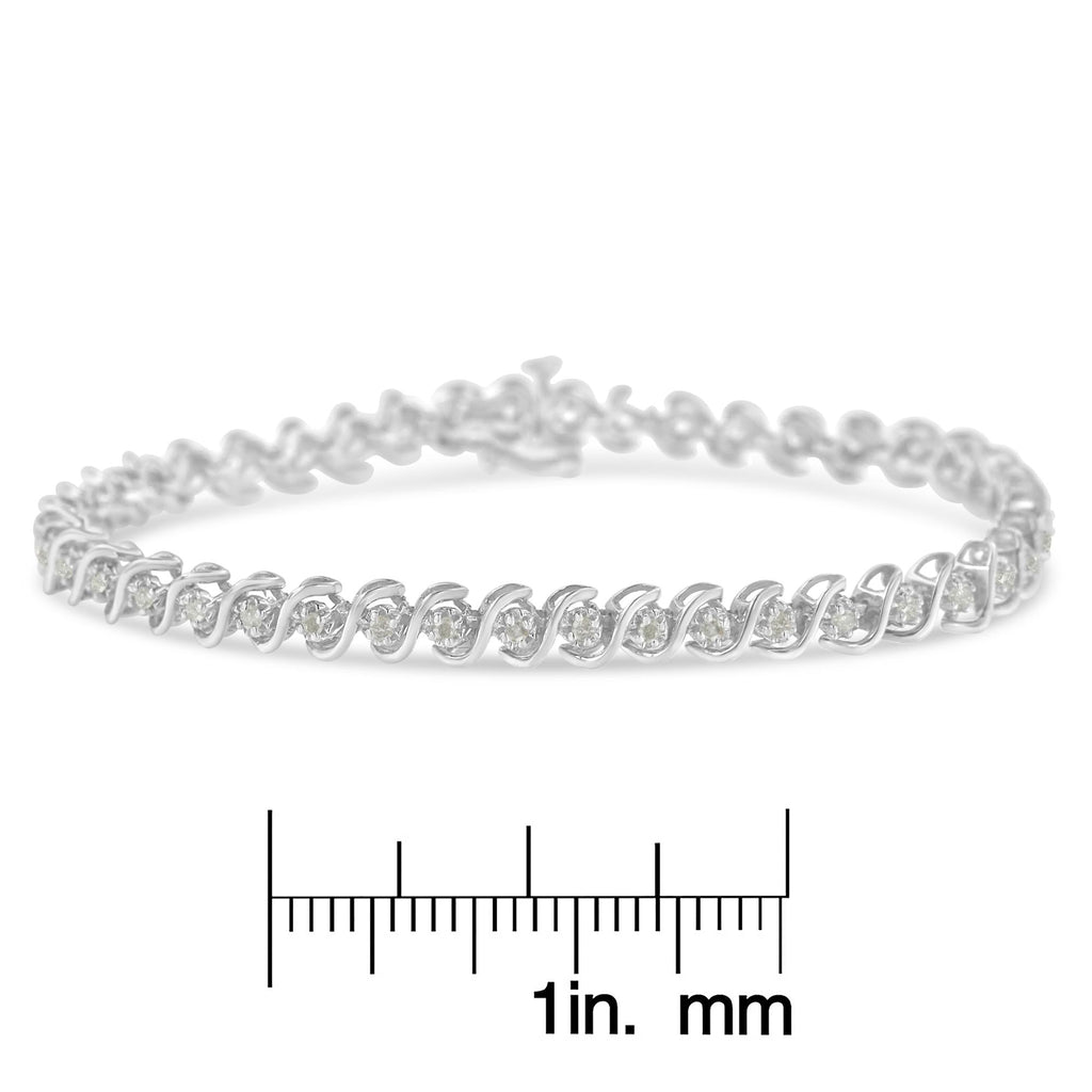 Pulsera de tenis de plata de ley 925 con diamantes redondos de 1,0 quilates engastados milagros de 18 cm (color IJ, claridad I3) - Friggin Jewelry