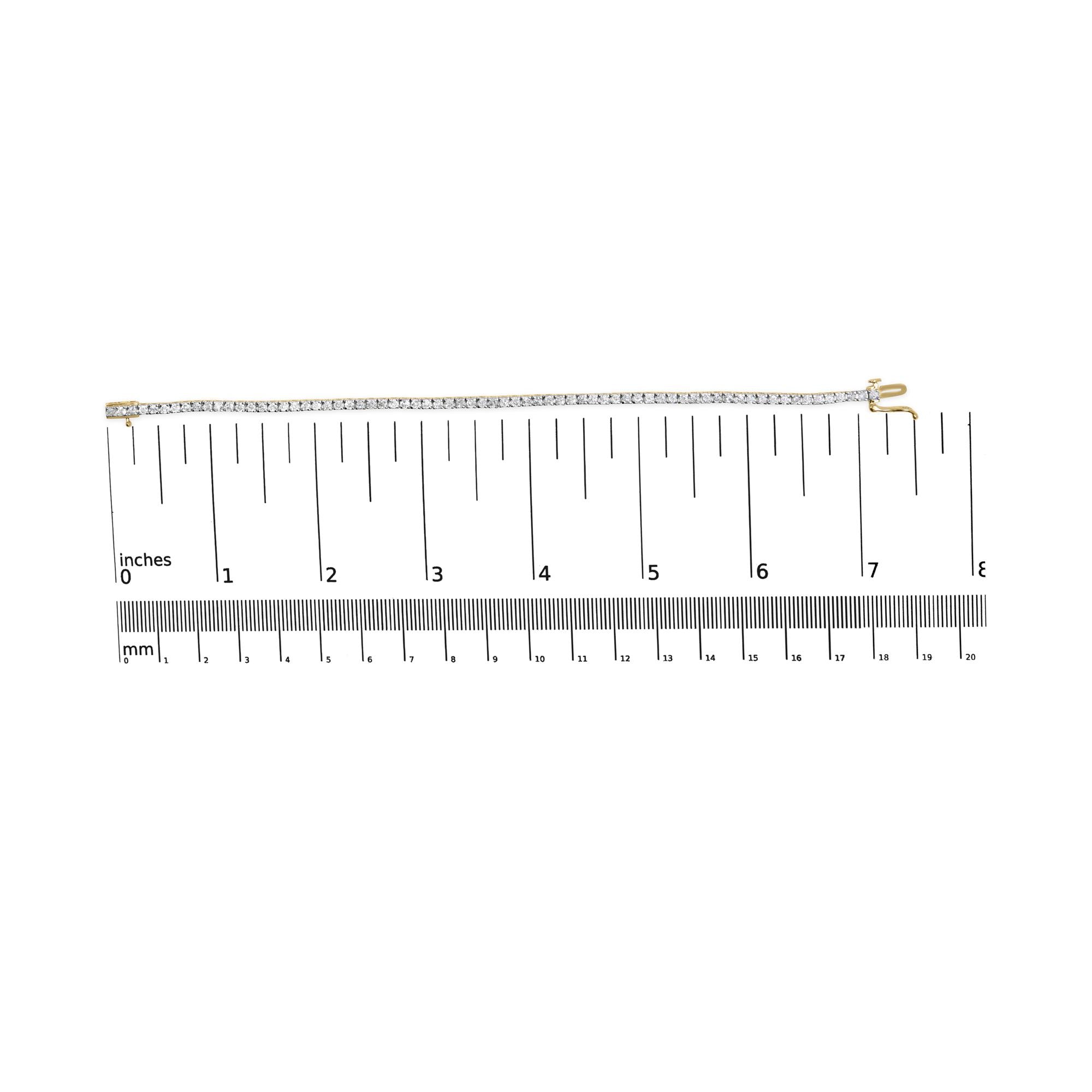 10K Yellow Gold Classic 3.0 Cttw Classic Diamond Tennis Bracelet (J-K Color, I2-I3 Clarity)  - 7.25" Inches - Friggin Jewelry