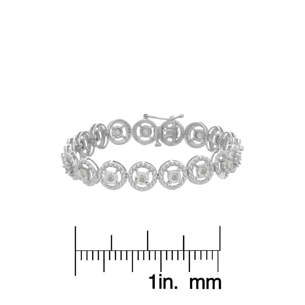 Pulsera de eslabones de moda de 18 cm con rueda abierta y engaste milagroso de círculos anidados de diamantes de 1,0 quilates en plata de ley 925 (color IJ, claridad I3) - Friggin Jewelry
