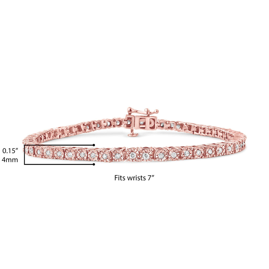 Bracciale tennis in argento sterling 925 con diamanti taglio brillante da 1,0 ct e montatura a sfaccettato (colore IJ, purezza I3) - Friggin Jewelry