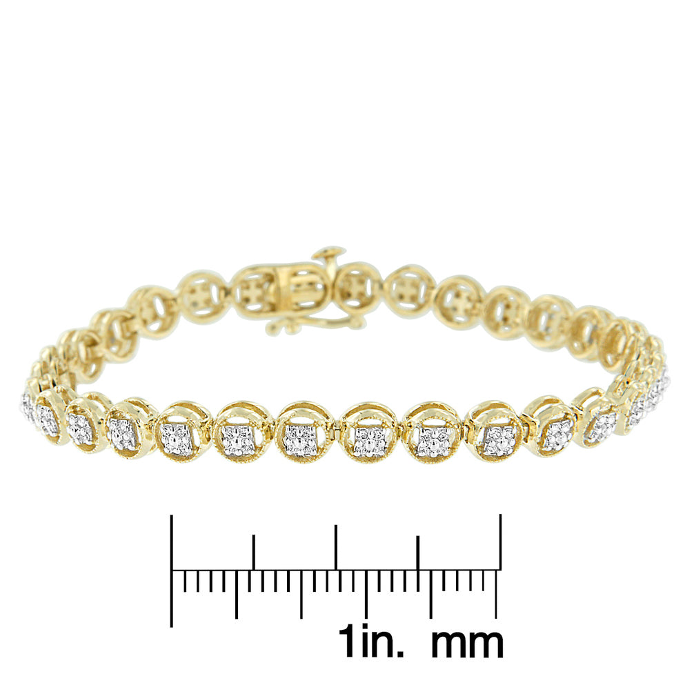 Pulsera de tenis de plata de ley 925 con eslabones de rueda de 18 cm y diamantes de 1/10 quilates (color IJ, claridad I2-I3) - Friggin Jewelry