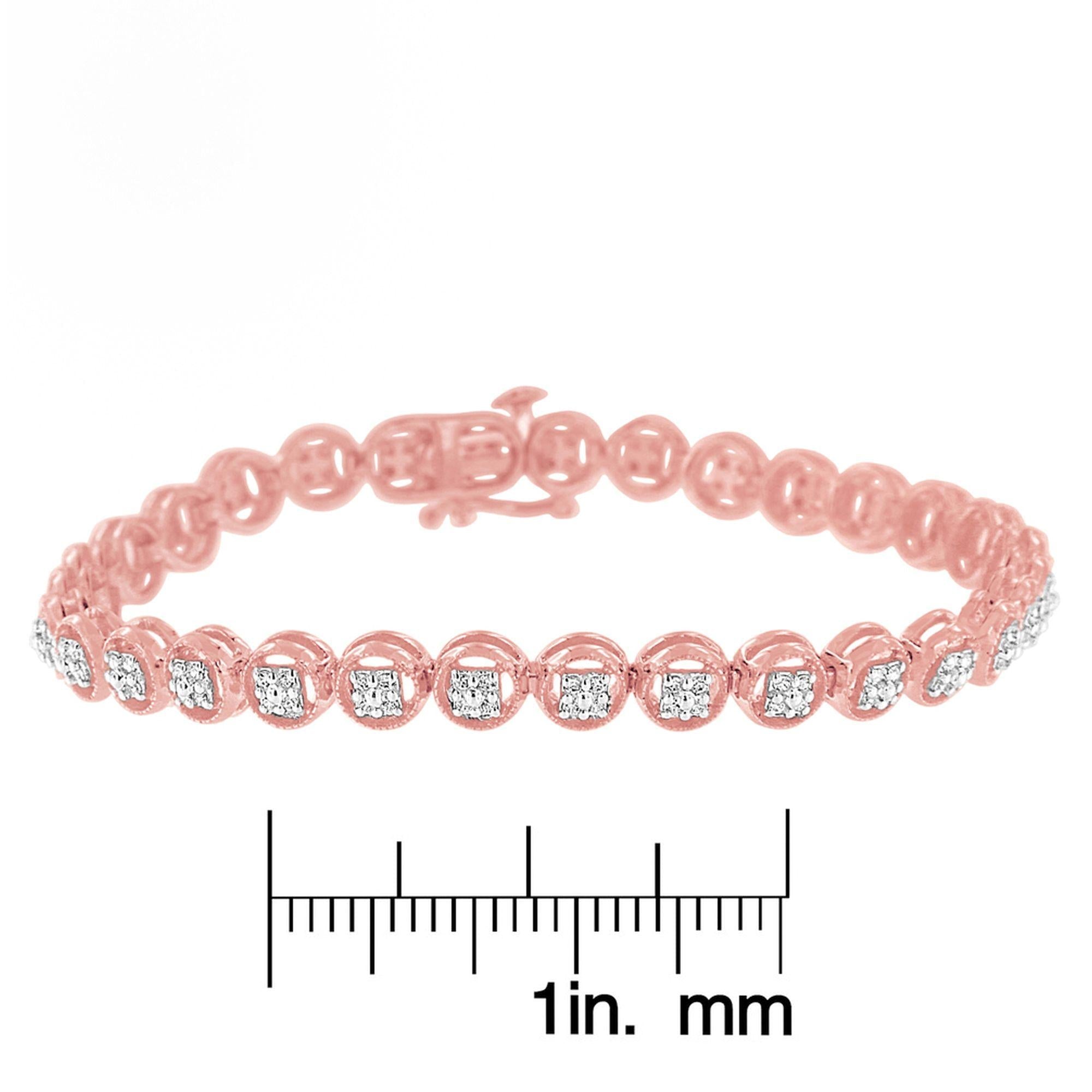 Pulsera de tenis de plata de ley 925 con eslabones de rueda de 18 cm y diamantes de 1/4 ct (color IJ, claridad I2-I3) - Friggin Jewelry