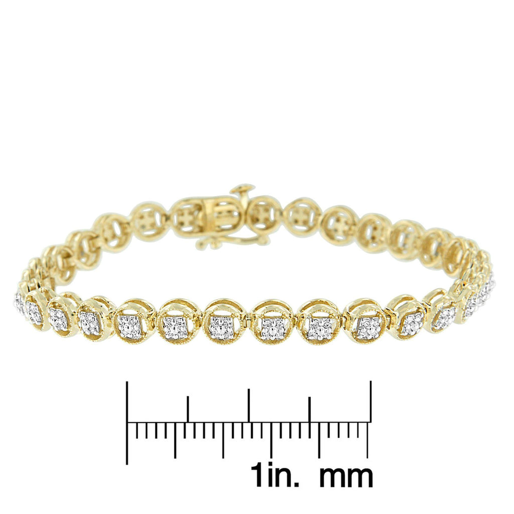 Pulsera de tenis de plata de ley 925 con eslabones de rueda de 18 cm y diamantes de 1/4 ct (color IJ, claridad I2-I3) - Friggin Jewelry