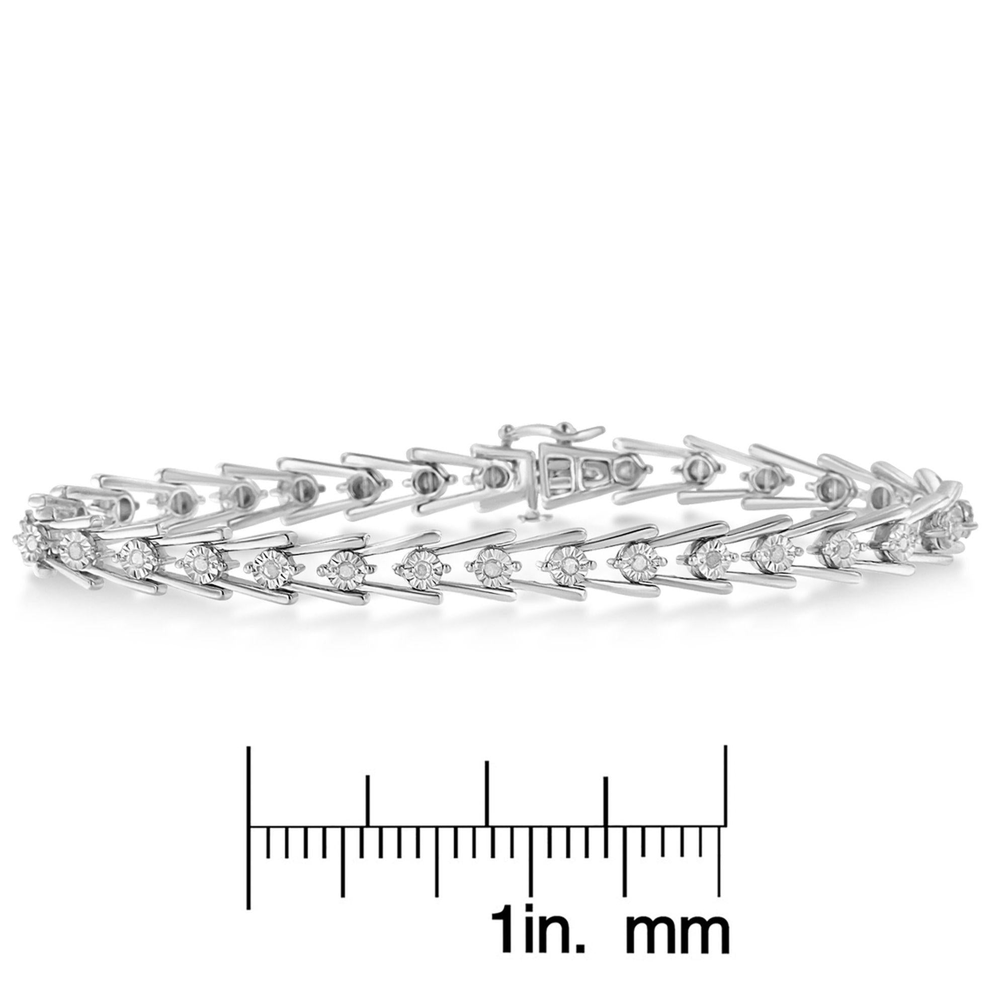 Pulsera de eslabones ondulados con diamantes en plata de ley (0,5 cts, color IJ, claridad I3) - Friggin Jewelry