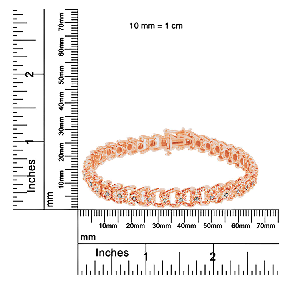 Pulsera de tenis de 18 cm en plata de ley 925 con diamantes de 1/2 ct y doble onda engastada milagros (color IJ, claridad I3) - Friggin Jewelry