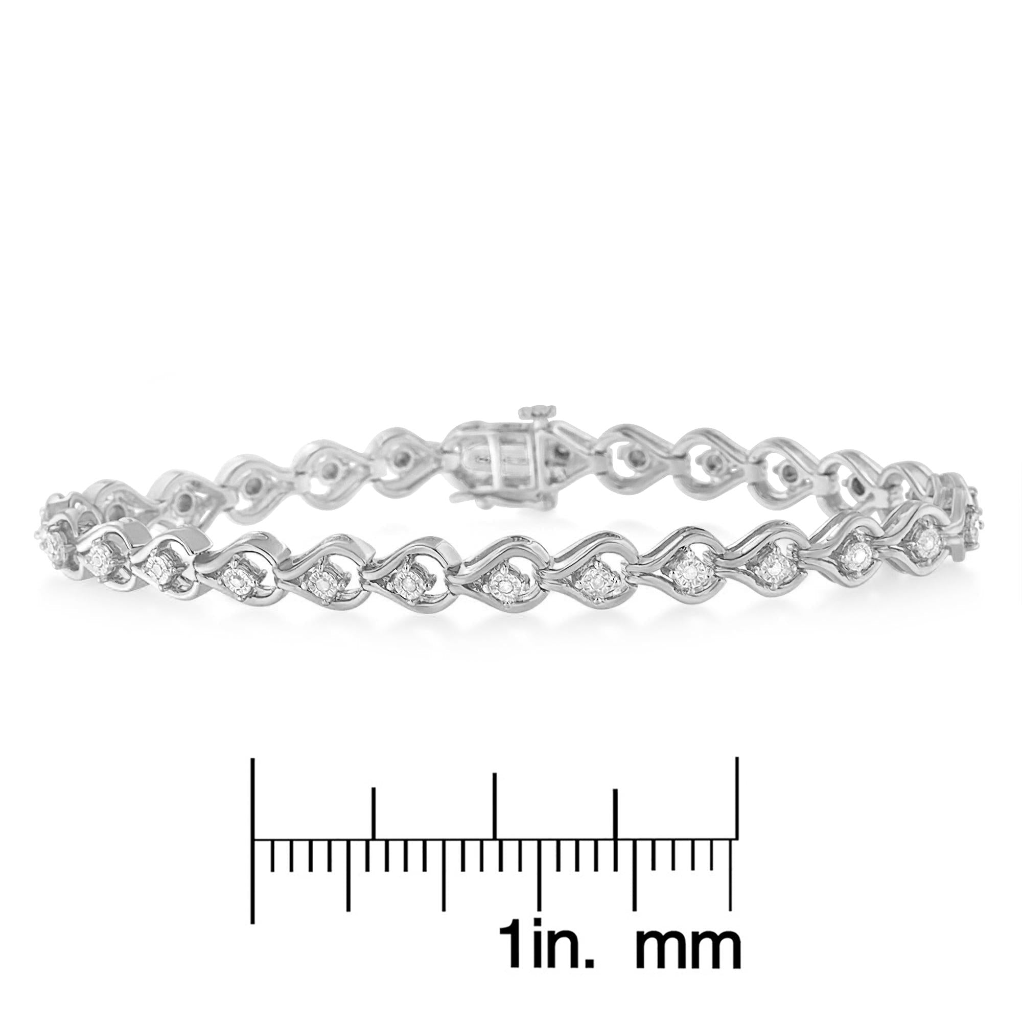 Pulsera de eslabones de 18 cm en forma de lágrima con diamantes de 1/4 ct engastados milagros en plata de ley 925 (color IJ, claridad I3) - Friggin Jewelry