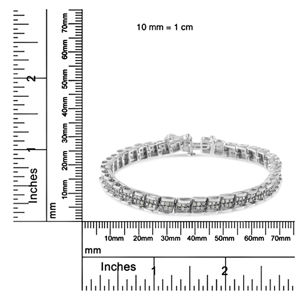 Pulsera de eslabones redondos de 18 cm con placa milagrosa de diamantes de 2,0 quilates en plata de ley 925 (color IJ, claridad I2-I3) - Friggin Jewelry