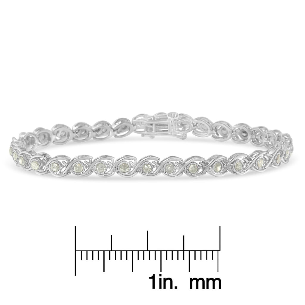 Pulsera de eslabones en espiral de diamantes engastados con placa milagrosa de 2 ct en plata de ley 925 (color IJ, claridad I3), 18 cm - Friggin Jewelry