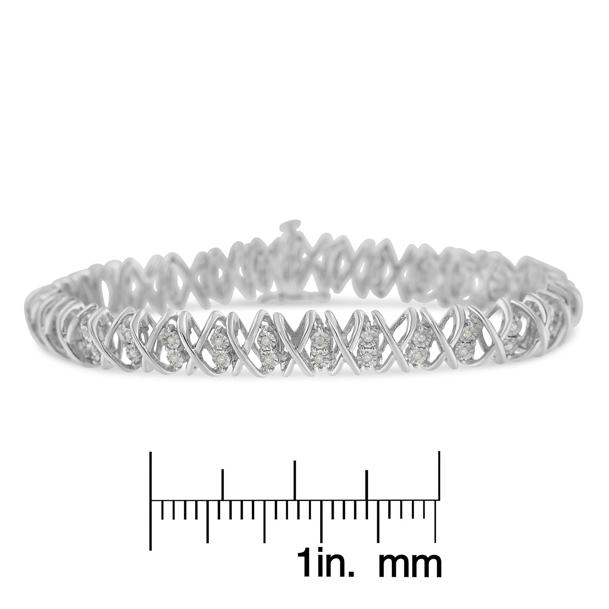 Sterling Silver rose-cut Diamond X-Link Bracelet (1 cttw, I-J Color, I2-I3 Clarity) - Friggin Jewelry