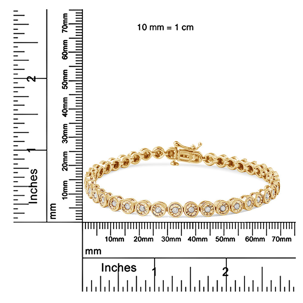 .925 Sterling Silver 1.0 Cttw Miracle Plate Set Diamond Bezel Link Design Tennis Bracelet (I-J Color, I3 Clarity) - Friggin Jewelry