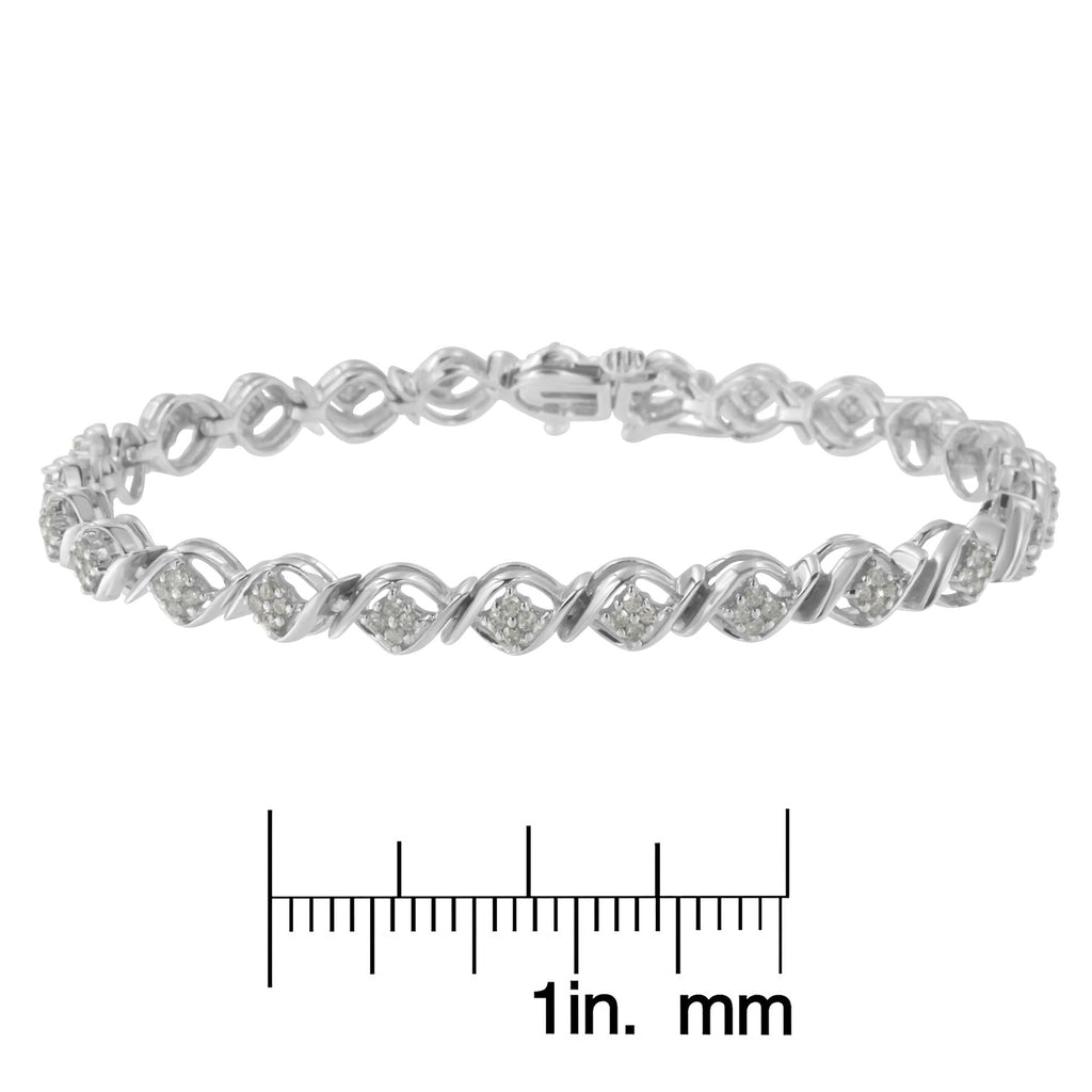 Sterling Silver Diamond Cluster Link Bracelet (1 cttw, I-J Color, I2-I3 Clarity) - Friggin Jewelry