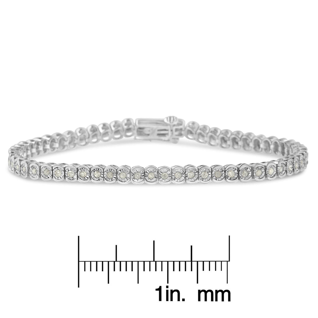 .925 Sterling Silver 1.0 Cttw Diamond Miracle-Set Cut-Circle 7" Tennis Bracelet (I-J Color, I2-I3 Clarity) - Friggin Jewelry