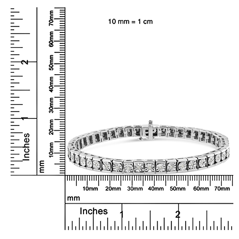 Pulsera clásica de tenis con detalles de diamantes engastados en plata de ley 925 (color IJ, claridad I2-I3) - 18,3 cm - Friggin Jewelry