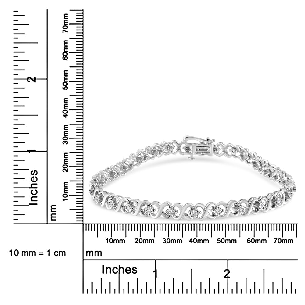 Bracciale a maglie infinito in argento sterling 925 con diamanti taglio rotondo da 1/3 ct (colore IJ, purezza I3) - Misura 7,25" - Friggin Jewelry
