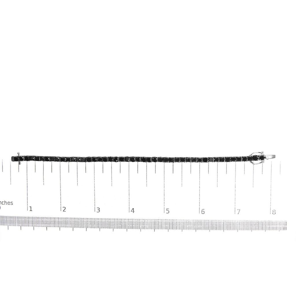 .925 Sterling Silver 4-Prong Set Treated Black Round-Cut Diamond Classic Tennis Bracelet (Black Color, I2-I3 Clarity) - 7.25" - Friggin Jewelry