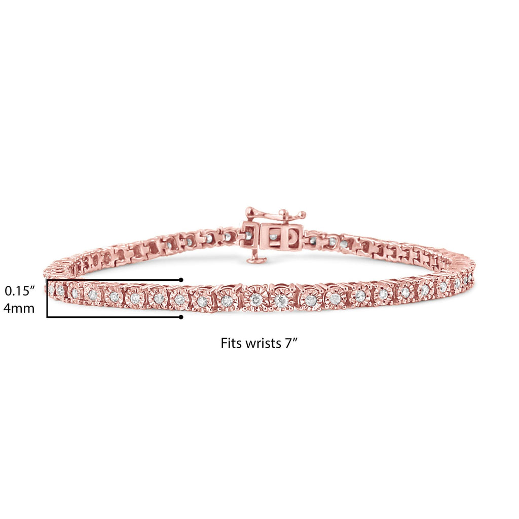 Bracciale tennis in argento sterling 925 con diamanti taglio brillante da 1,0 ct e montatura a sfaccettato (colore IJ, purezza I3) - Friggin Jewelry
