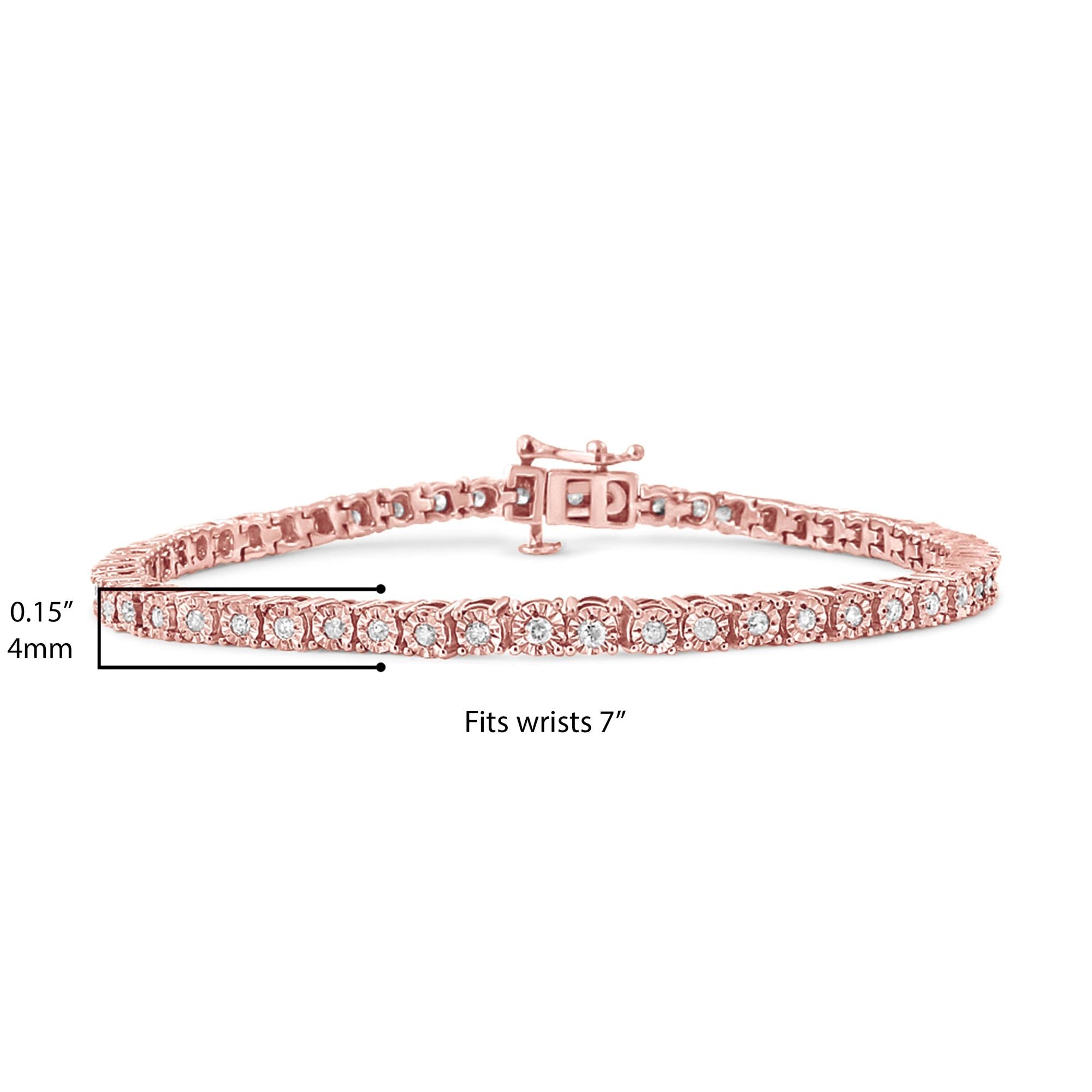 Bracciale tennis in argento sterling 925 con diamanti taglio brillante da 1,0 ct e montatura a sfaccettato (colore IJ, purezza I3) - Friggin Jewelry