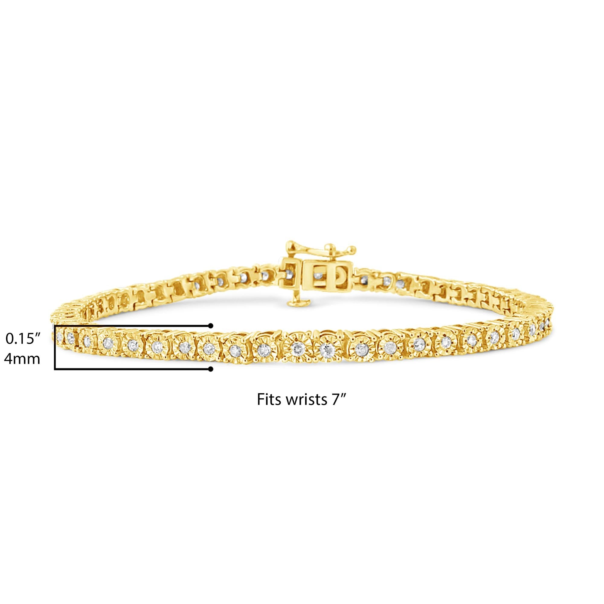 Bracciale tennis in argento sterling 925 con diamanti taglio brillante da 1,0 ct e montatura a sfaccettato (colore IJ, purezza I3) - Friggin Jewelry