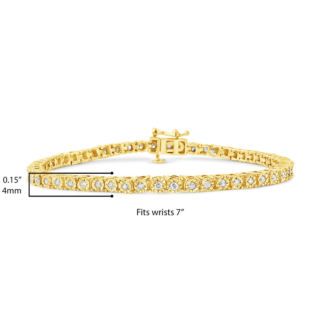 Bracciale tennis in argento sterling 925 con diamanti taglio brillante da 1,0 ct e montatura a sfaccettato (colore IJ, purezza I3) - Friggin Jewelry