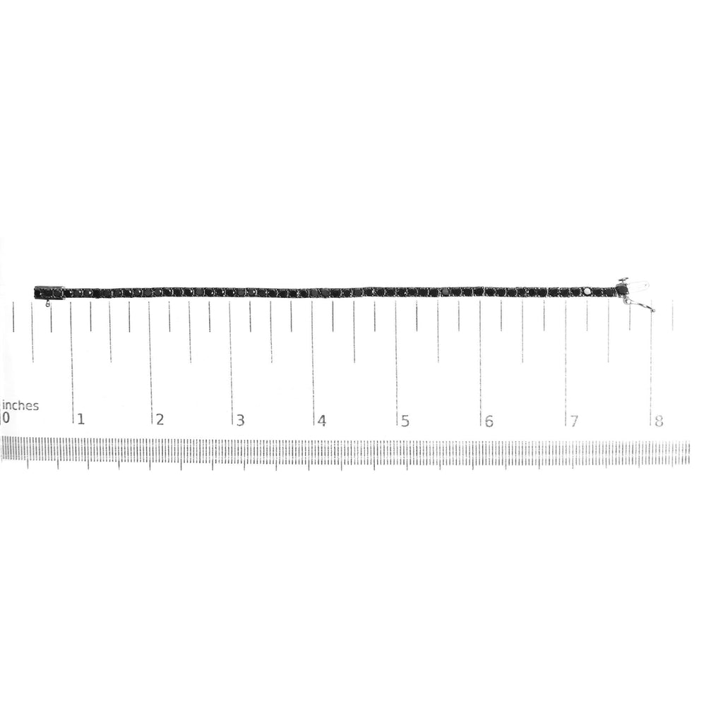 .925 Sterling Silver 4-Prong Set Treated Black Round-Cut Diamond Classic Tennis Bracelet (Black Color, I2-I3 Clarity) - 7.25" - Friggin Jewelry