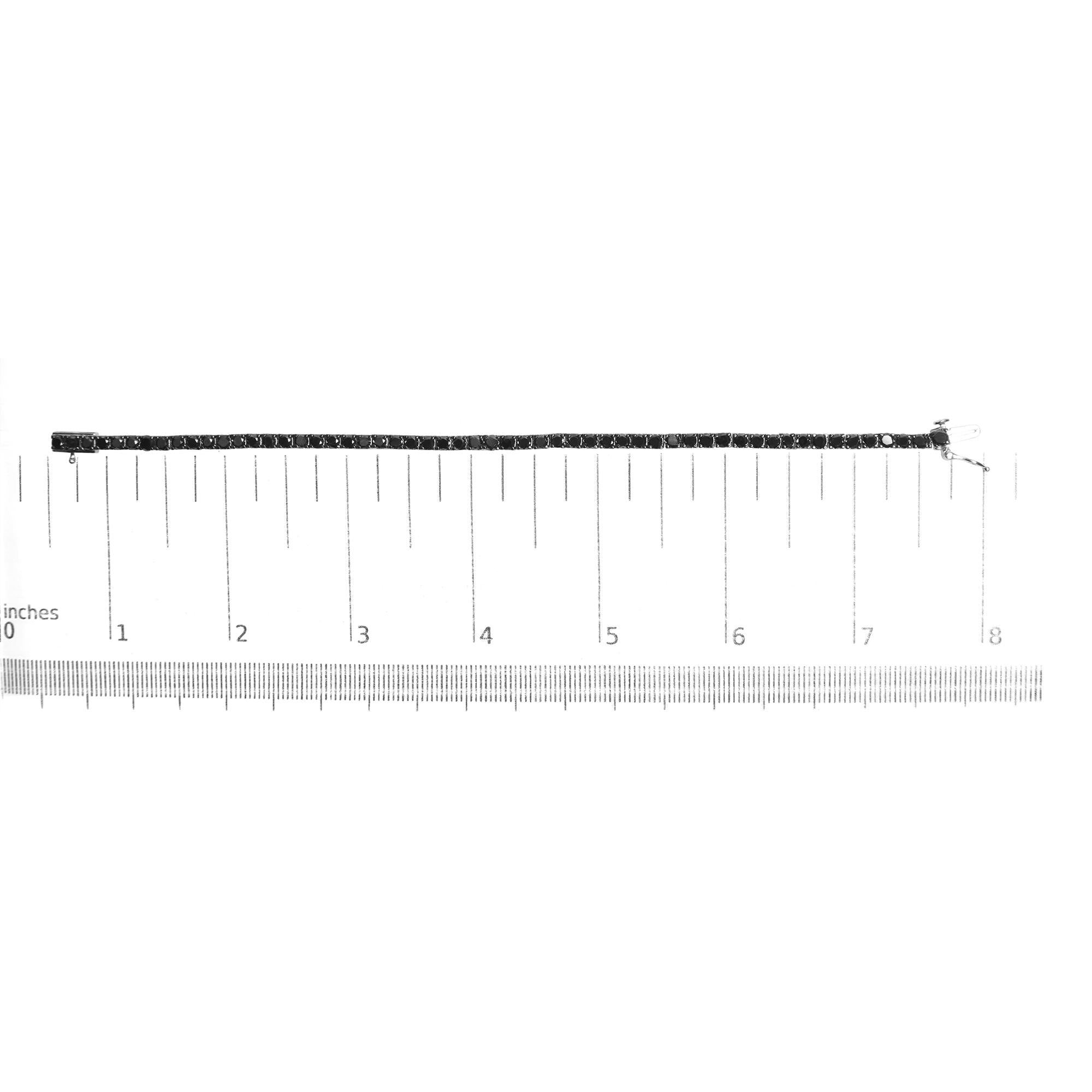 .925 Sterling Silver 4-Prong Set Treated Black Round-Cut Diamond Classic Tennis Bracelet (Black Color, I2-I3 Clarity) - 7.25" - Friggin Jewelry