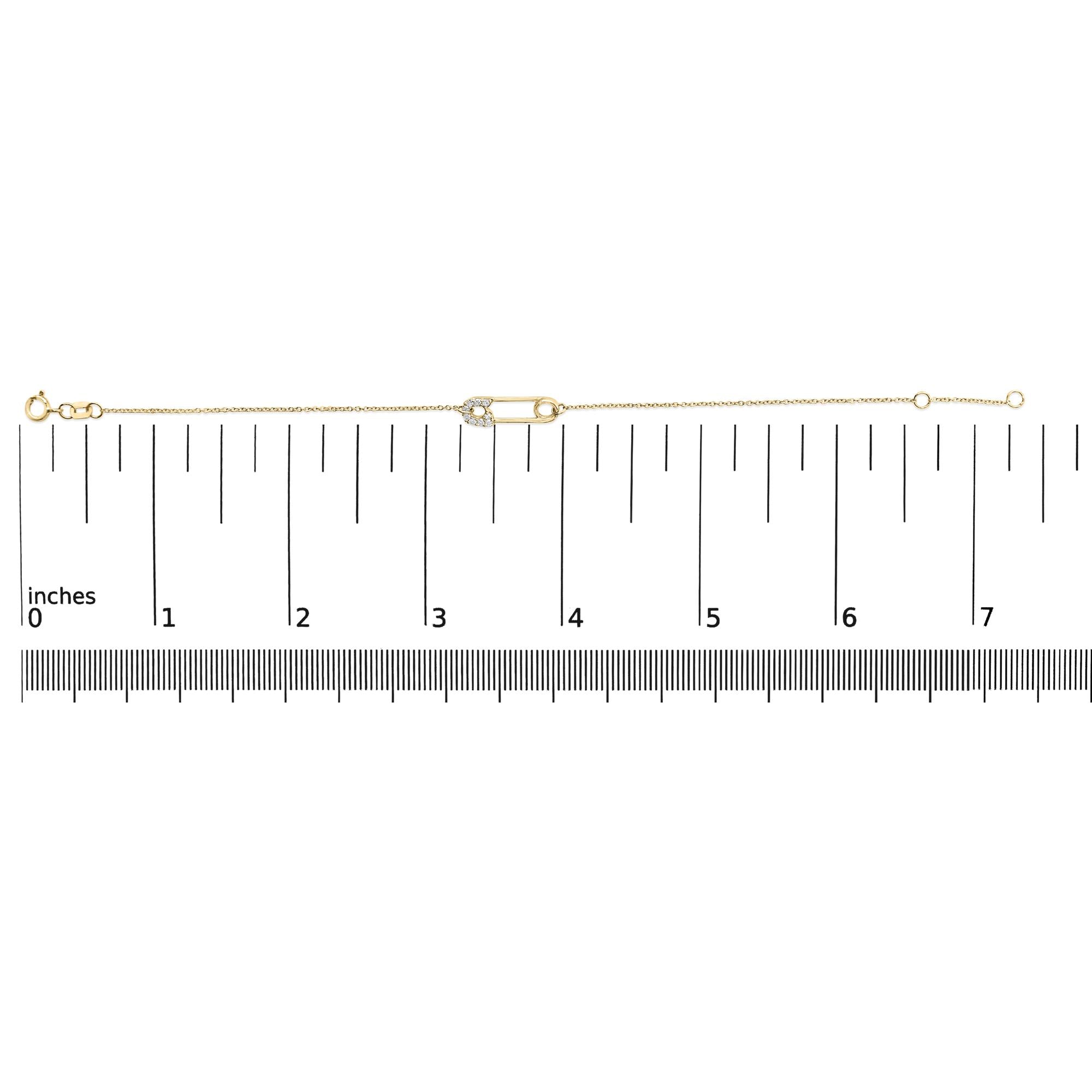 10K Yellow Gold 1/10 Cttw Diamond Paperclip Charm Adjustable Link Bracelet  (J-J Color, I1-I2 Clarity) - 7.25 Inch - Friggin Jewelry
