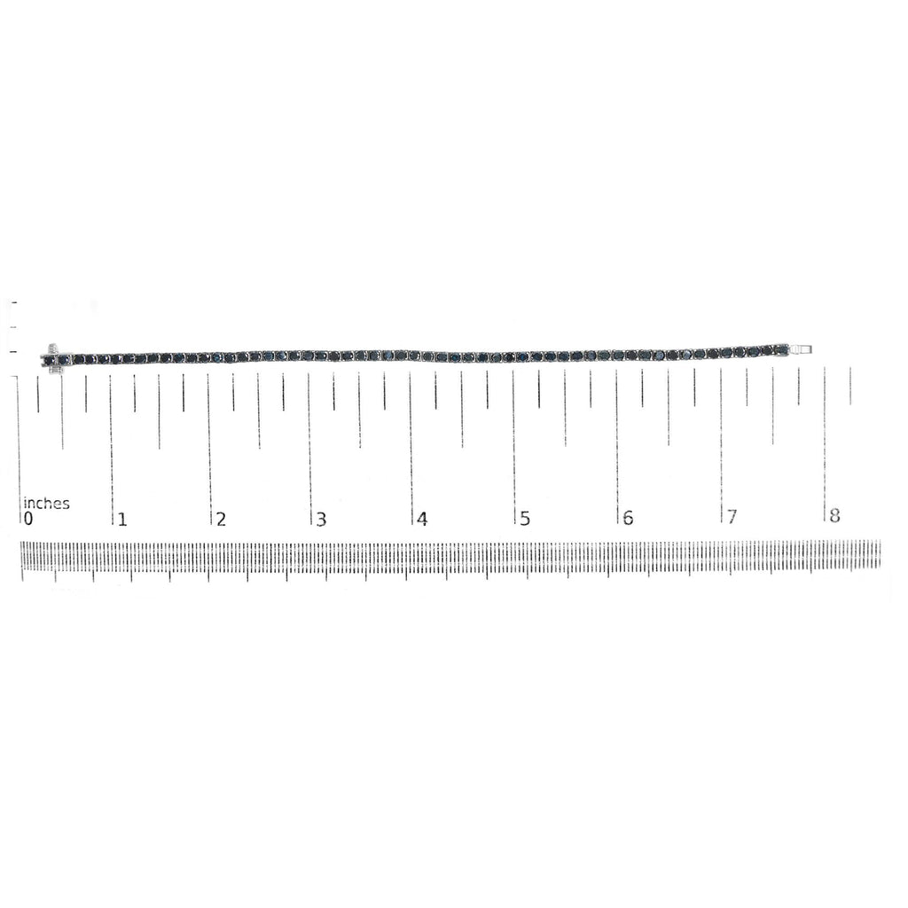 .925 Sterling Silver 4-Prong Set Treated Black Round-Cut Diamond Classic Tennis Bracelet (Black Color, I2-I3 Clarity) - 7.25" - Friggin Jewelry