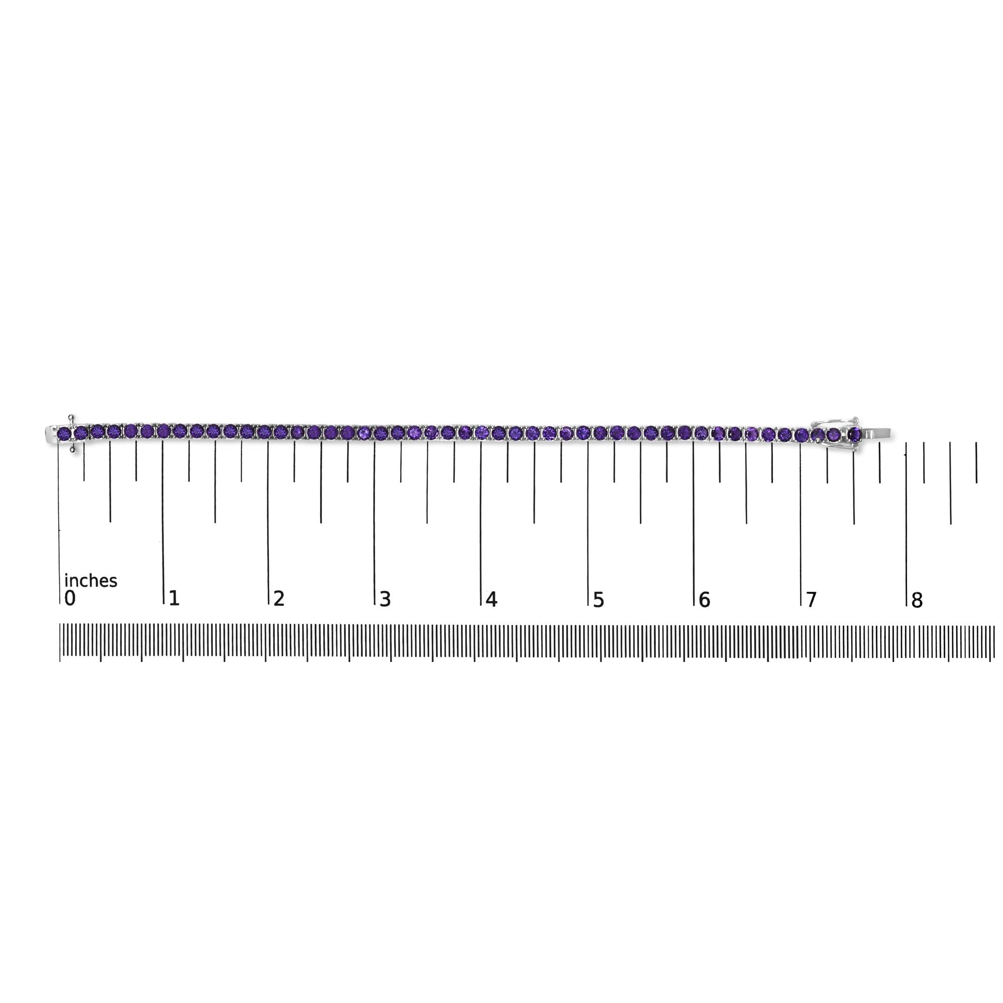 .925 Sterling Silver 7 3/8 Ctw Created Purple Amethyst Tennis Bracelet -7.25" Inches - Friggin Jewelry